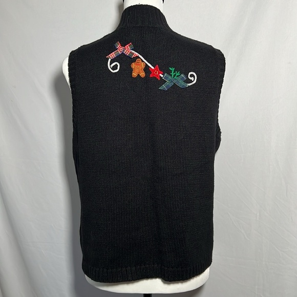 Planet & Co. Petite Knit Holiday Christmas Sweater Vest Zip Vintage Ladies Large - Picture 9 of 10